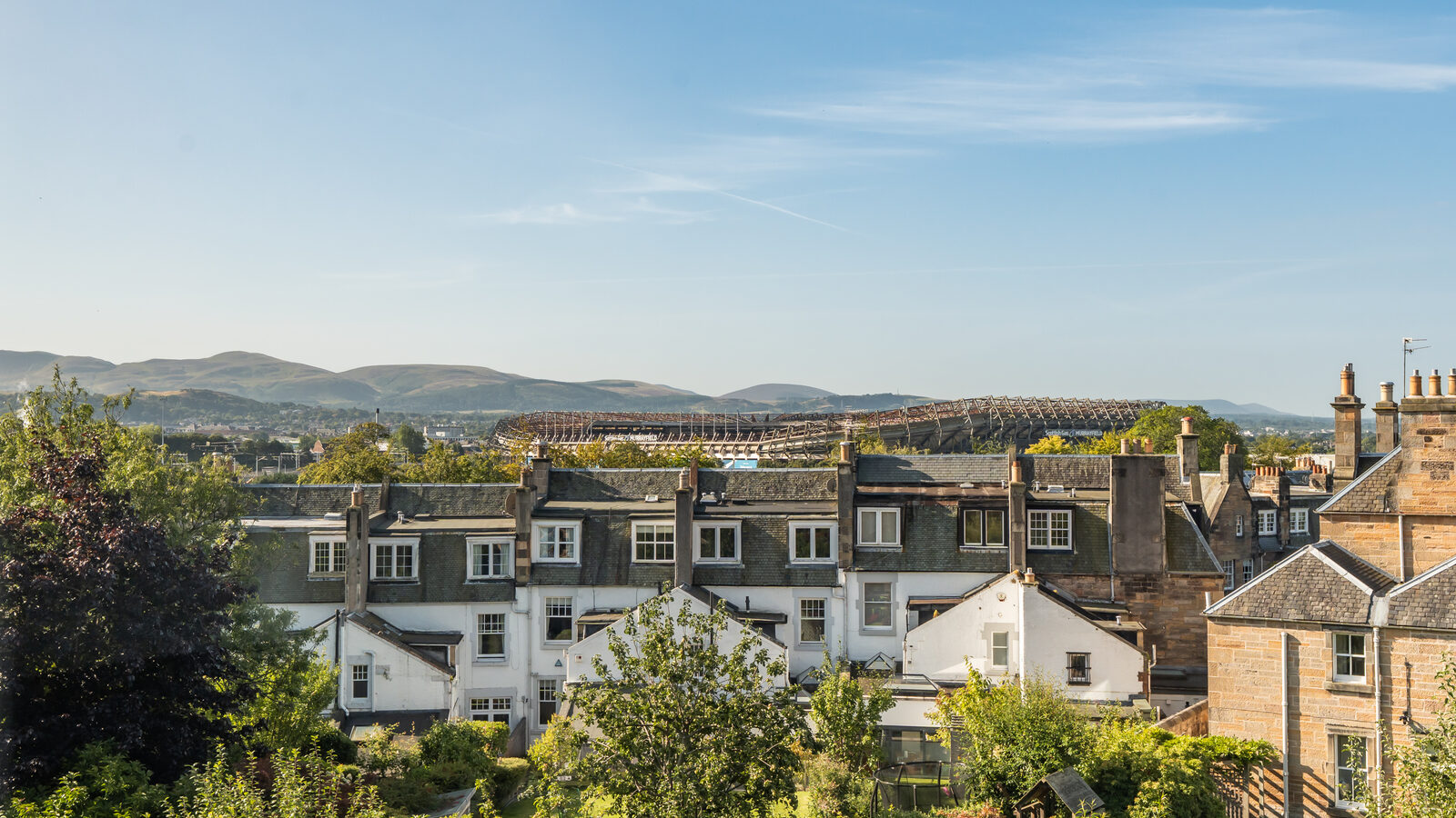 View towards Murrayfield Stadium and the Pentland Hills
